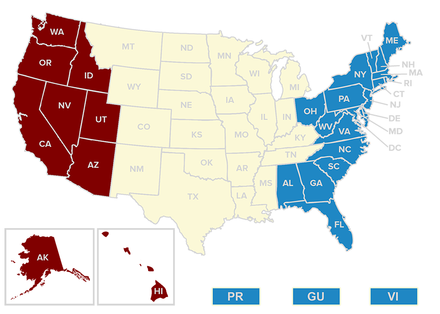 USA Map - 3 Zones